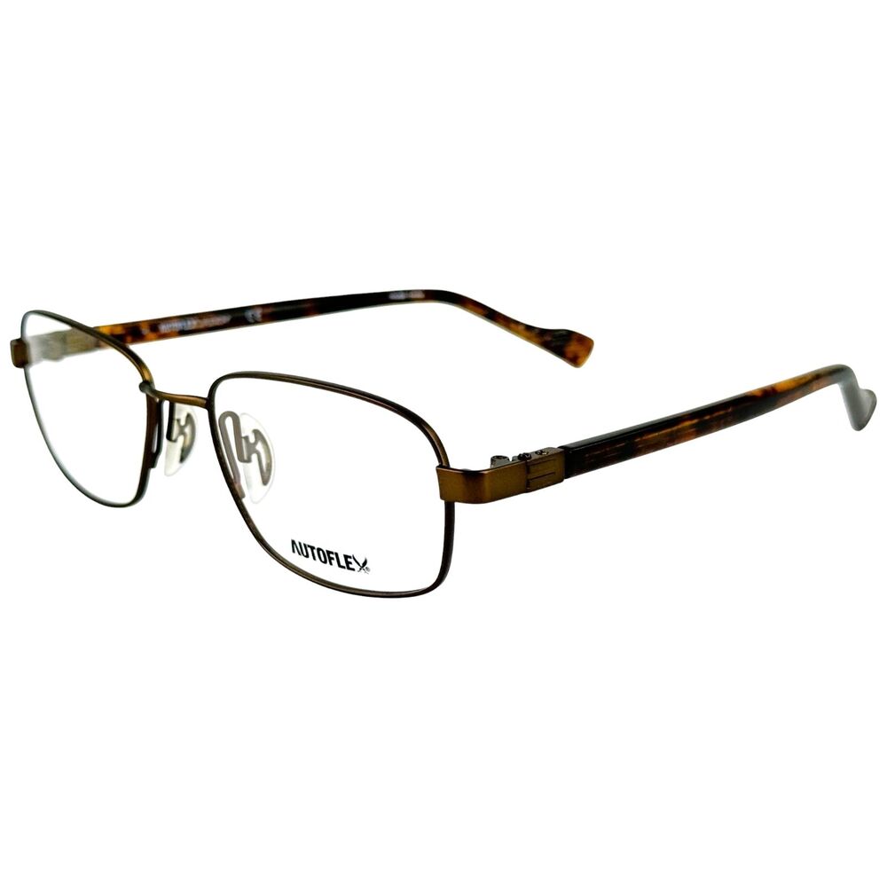AutoFlex A117 Mens Metal Eyeglass Frame 210 Brown 53-18 Memory Metal